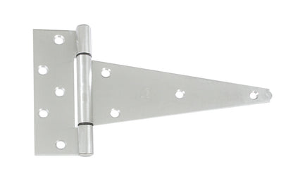Heavy duty stainless T-hinge is for applications with wide mounting surfaces. Tight pin for right or left hand applications. Rust-resistant; ACQ safe - safe for use with premium woods like cedar & redwood. Bearing design eliminates metal-to-metal contact for smooth, quiet operation. Available in 4", 6", 8" & 10" sizes
