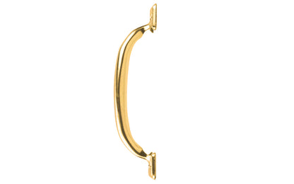 This brass-plated utility pull is designed for general use on drawers, doors, & a variety of other applications. Includes fasteners. Made of steel material with brass plated finish. Available 5-3/4" overall size & 6-1/2" overall sizes.