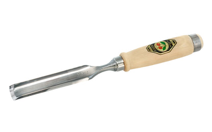 Model 1481-26MM. A 26 mm Incannel Gouge made by Two Cherries in Germany. It has an curve in the length of blade with the cutting bevel on the outside, known as an in-cannel gouge. Two Cherries Series 1481. Steel Ferrule. High carbon steel, Tempered to Rc61 Rockwell. Made in Germany. Inside cutting bevel. 4016649148764