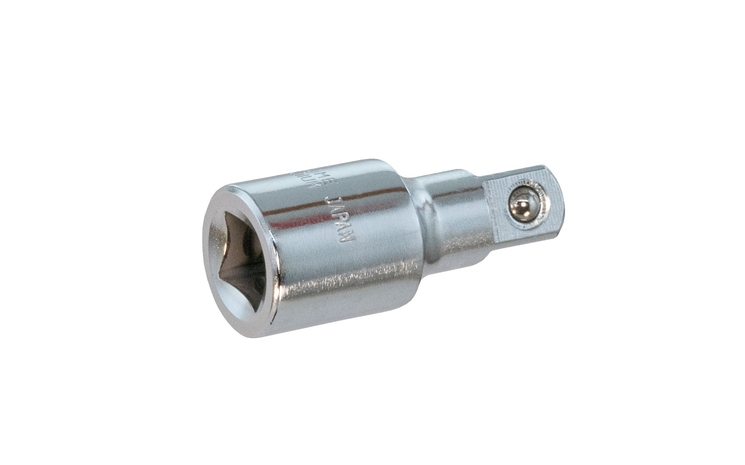 2" Socket Extension 3/8" Dr. Chrome Vanadium Steel. Made in Japan. Center Sockets. Made in Japan. 2" length extension. 3/8" drive
