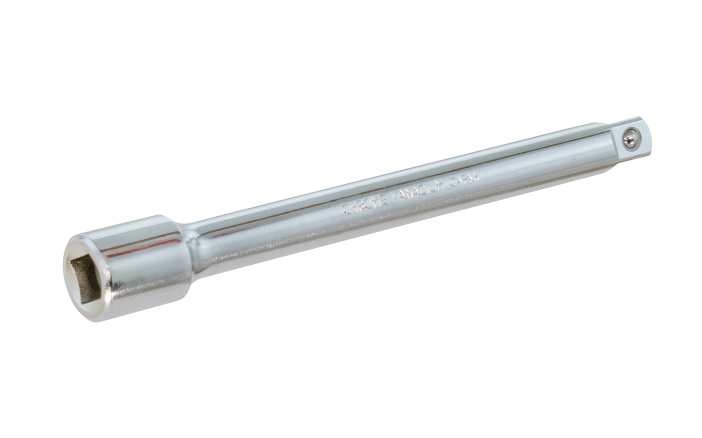 6" Socket Extension 3/8" Dr. Chrome Vanadium Steel. Made in Japan. Center Sockets. Made in Japan. 6" length extension. 3/8" drive