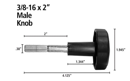 FastCap utility machine knobs. 3/8-16 male thread. FastCap Model KNOB 3/8-16 MALE. Utility plastic Knob. 3/8-16 thread. Machine Knobs. 663807030375. Utility Knob