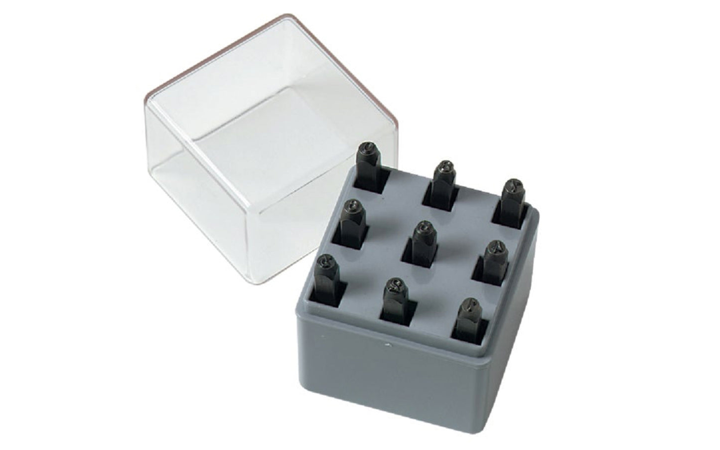 C.H. Hanson 1/8" Number Stamp Set. Identify tools, keys, household goods, bicycles, and many other items permanently. High alloy steel, heat-treated. Contains 1 each 0 thru 8 with 6 also used as 9. 1/8" size numeral stamps. CH Hanson Model No. 20541.   Made in USA.