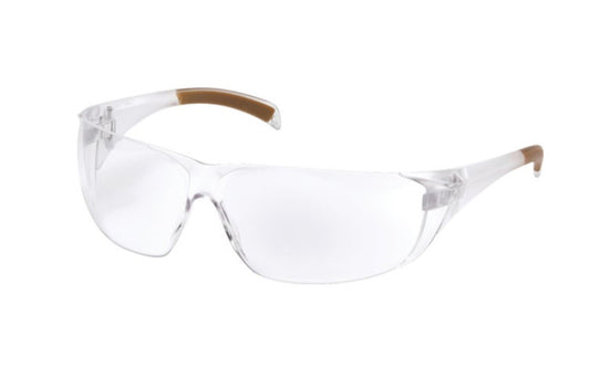 Carhartt Billings Safety Glasses. Durable safety glasses that provide a great economical option, without sacrificing style, for a wide variety of applications. Features a lightweight, frameless design with wrap-around coverage for superior protection. Anti-fog lenses. Meets ANSI Z87.1 high impact requirements. Meets CAN/CSA Z94.3-15 standards.