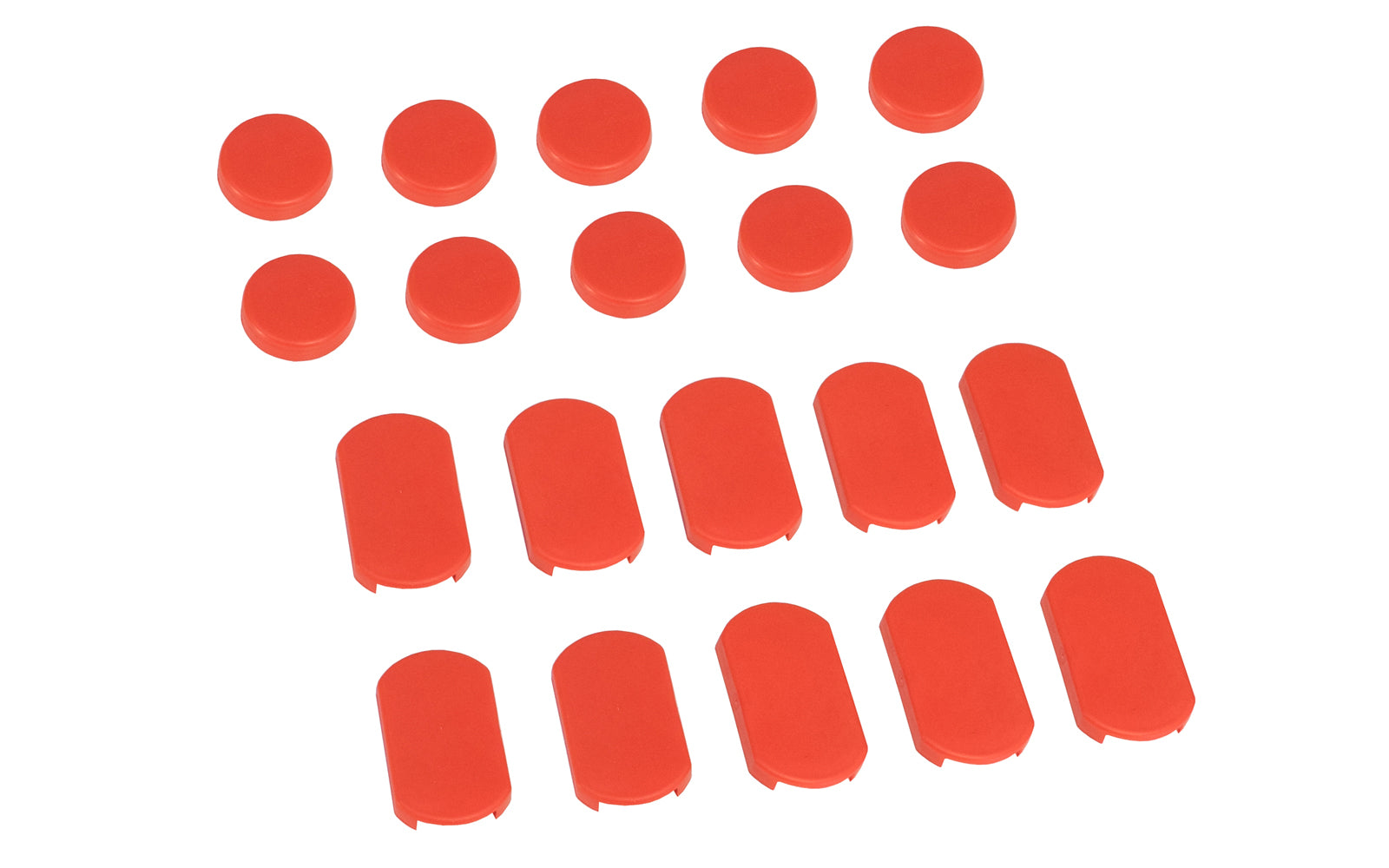 Bessey Clamps ~ Model No. 3101393 - Soft plastic caps for non-slip, gentle clamping. Fits on upper & lower parts of clamps - 1" diameter Bessey round clamp pads - 1-5/8" Long x 1" Wide Bessey clamp pads - Plastic pads - Sold as 10 sets (20 total pieces) in pack - 10 pairs - Plastic pieces protect the work piece surface - 091162001226