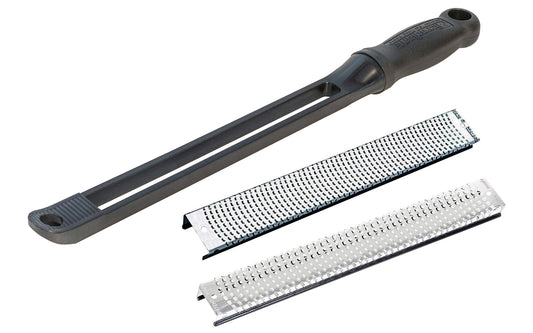 Made in USA - Microplane blade with Handle - Flat Coarse & Fine blades - 32015 - Shaving - Wood shaving - Microplane Snap-In handle with blades used for shaping of wood, plastic, or sheetrock. Rasp plane blade / planer blade is made from hardened stainless steel- Grater - Surform - Handle with Blade - Microplane Tool