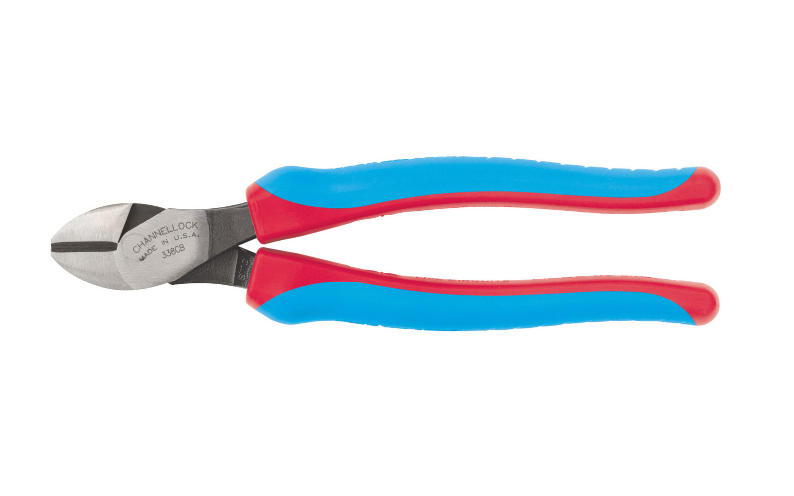 Channellock 8-1/4" Diagonal Cutting Pliers "Code Blue XLT". Model 338CB. Forged high carbon U.S. steel for maximum strength & durability is specially coated for rust prevention. Precision-machined knife & anvil style cutting edges ensure superior performance & longevity. Diagonal Cutters. Made in USA.