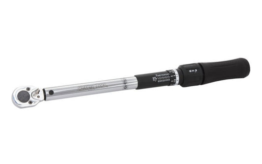 Channellock 3/8" DR Micrometer Torque Wrench. Audible click & feel notification. Locking set nut. Reversible. Meets or exceeds Federal Specifications GGG-W-00686C for torque. Torque range:  20 - 100 Ft./Lb. Model 351498.  009326326382