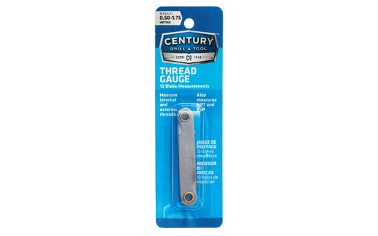 Metric Screw Pitch Thread Gauge. Pitch Gauge measures threads per inch and cuts exactly to your preference. 12 blades. Strong, durable & easy to use gage. Measure internal & external threads. Measures NPT & BSP. Made in Japan. 0.50-1.75 Metric.