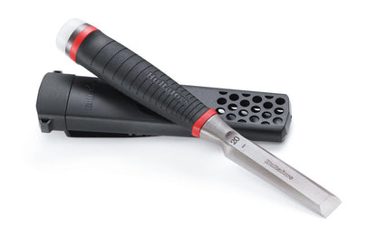 Hultafors Chisels are sharp & heavy duty. For construction tasks requiring extreme strength & precision. Bevelled 25° ground blade. One solid forged I-Beam piece. 3/4" wide chisel blade (20 mm). Flat contact surface. Santoprene rubberized handle. HDC 20 Model 390263U. With replaceable striker cap. 7315293902614.
