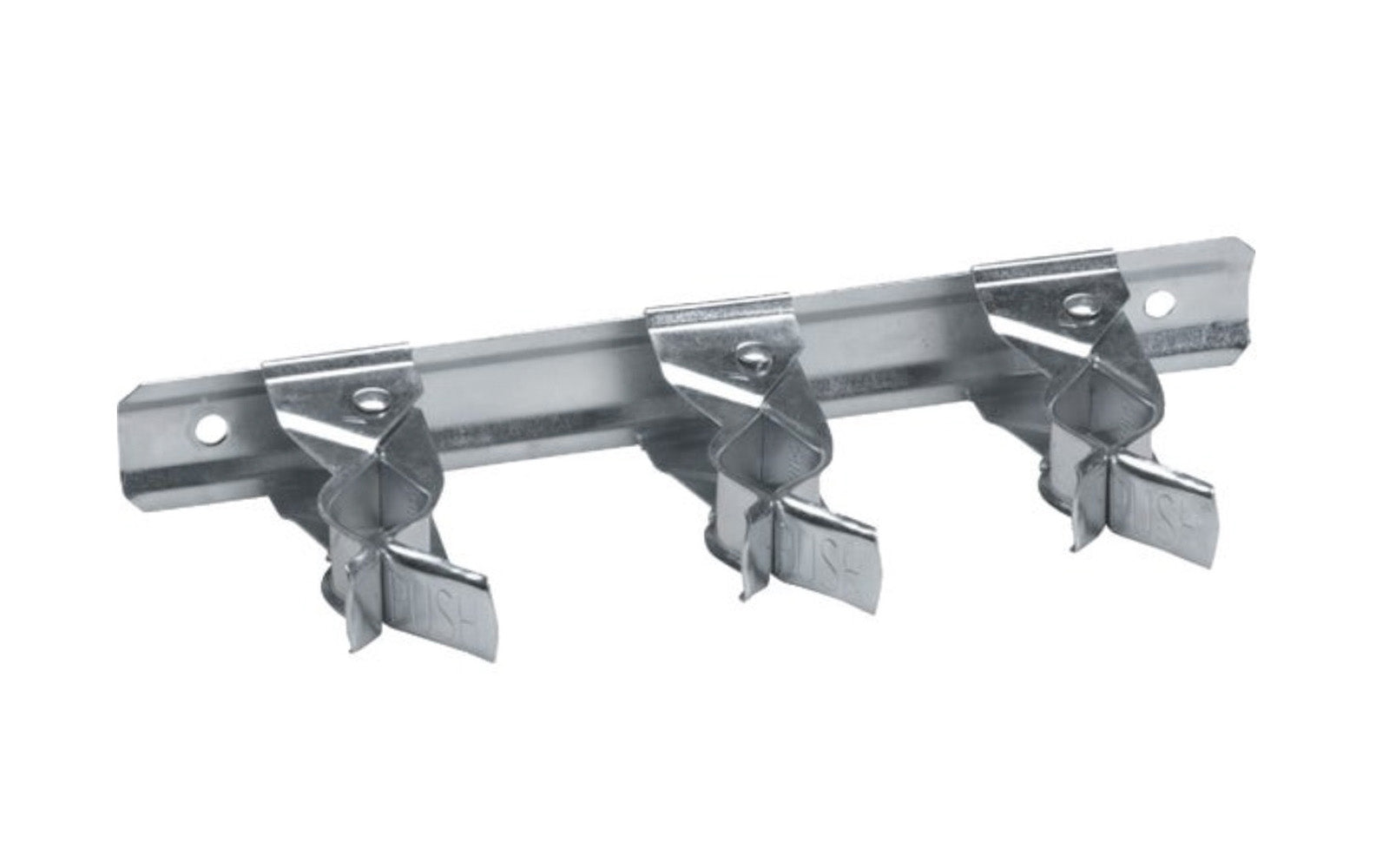 Spring Clip Organizer with a 8" bar & 3 spring clip grips. Adjustable to desired position. Just push handle into clip or pull to release. Durable rust-resistant finish. 5 lb. safe working load. 009326208961