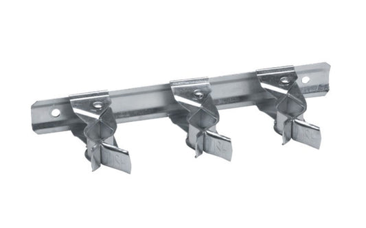 Spring Clip Organizer with a 8" bar & 3 spring clip grips. Adjustable to desired position. Just push handle into clip or pull to release. Durable rust-resistant finish. 5 lb. safe working load. 009326208961