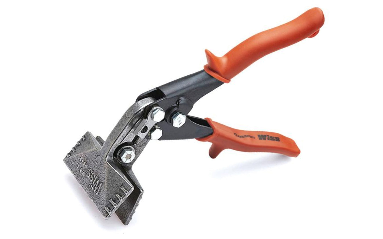 Wiss 3"  Offset Handle Hand Seamer is a powerful tool for bending or flattening sheet metal by hand. It utilizes an optimal handle span to deliver maximum power from an ergonomic operating range, and features non-slip cushion grips for superior comfort & control. 037103308559. Model WS4N.
