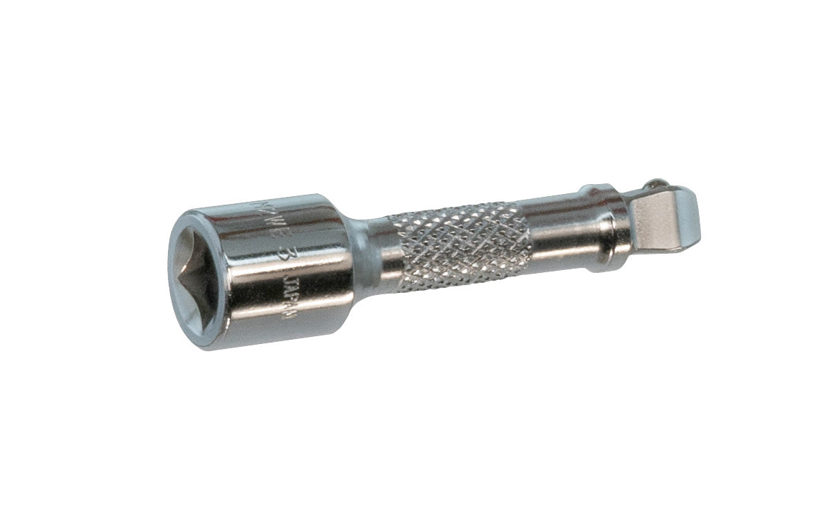 3" Socket Extension 3/8" Wobble Dr. Chrome Vanadium Steel.  Made in Japan. Center Sockets. Made in Japan. 3" length extension. 3/8" drive. Wobble Drive