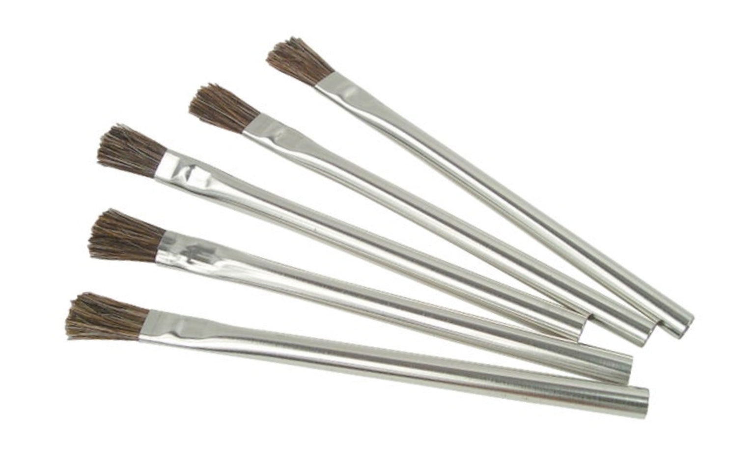Acid, Dope, Flux, & adhesive brush with tinplate metal handles. 5-1/4" long. Pure, stiff black natural horsehair bristle. Great for various uses including glues, acids, pipe thread compound, solder flux, PVC & ABS cements, touch up paint, etc. Acid brush made in USA.