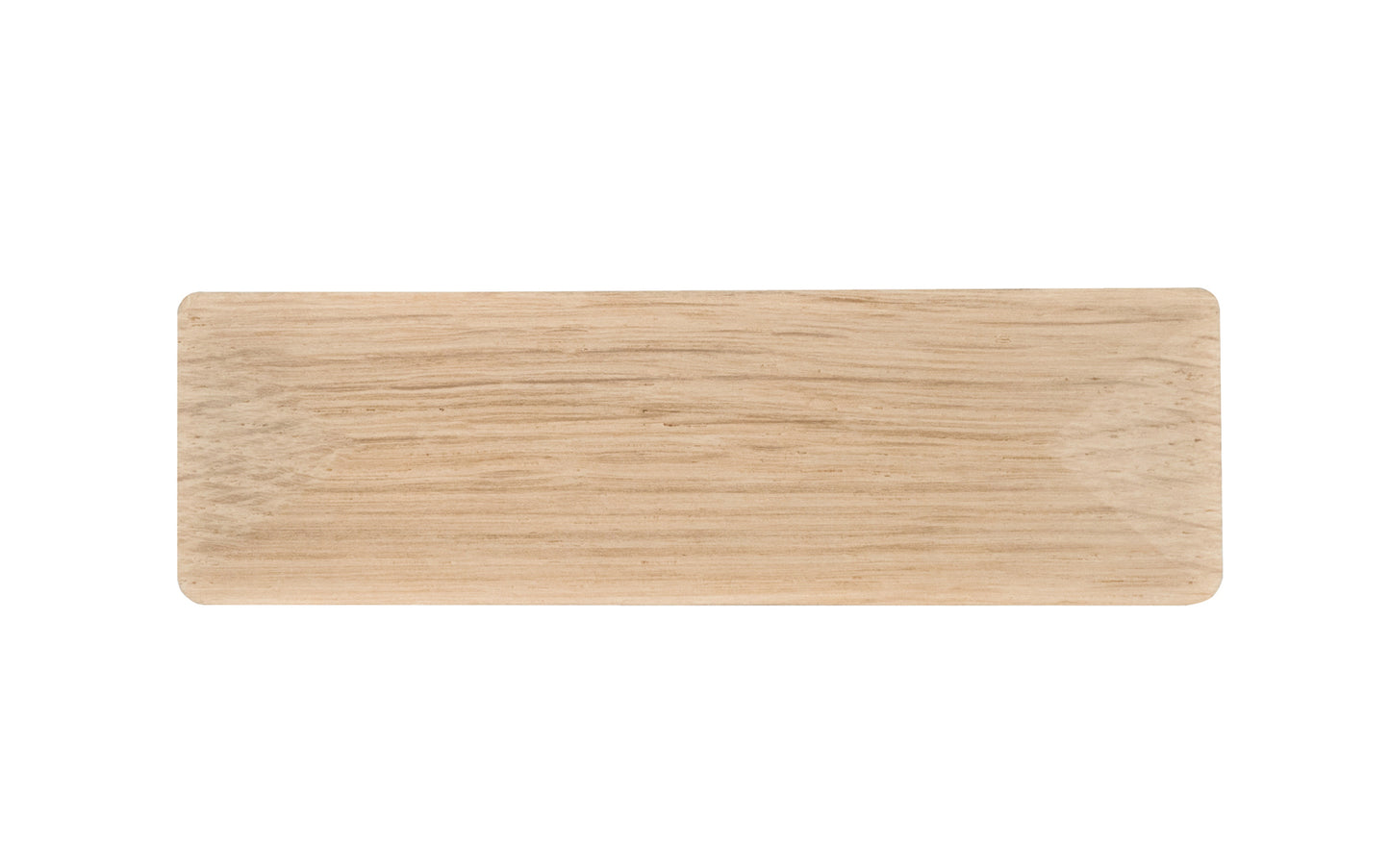 A classic square-edged handle pull made of solid oak material. 3" on centers. This good-looking wood handle has a slight pyramid design & square edges. Designed in the Mission-style / Arts & Crafts, Craftsman style of hardware. 3" spacing of screw holes. Unfinished solid oak wood. May be stained, painted, or varnished.