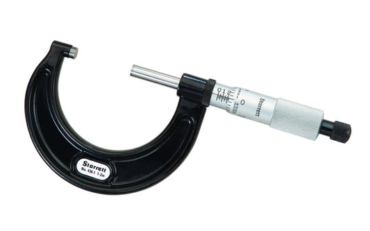 Starrett 436.1XRL-2 Outside Micrometer. Starrett 436.1 Outside Micrometer features ratchet stop, lock nut, and carbide face, and .001" Grad, Ratchet Stop, Lock Nut, Carbide Faces. EDP 68003. 436.1XRL-2