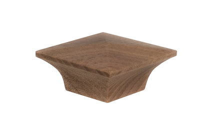 Classic & traditional vintage style wood knob. A diamond shape Walnut wood cabinet knob. The knob may be stained, painted, or varnished if desired. The knob is designed in the Mission-style / Arts and Crafts / Craftsman style of hardware. Great for cabinets, drawers, & furniture. 2-1/4" x 1-1/2" size knob.