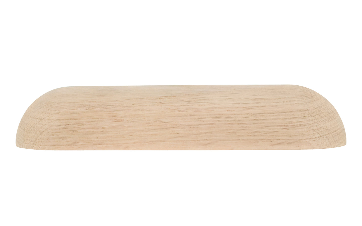 Classic & traditional smooth oak wood handle pull with 5-1/2" On Centers. Made of unfinished solid oak wood, this handle has a smooth feel & nice-looking grain to it. It may even be stained, painted, or varnished if desired. 5-1/2" spacing of screw holes ~ Smooth design ~ Solid oak pull.