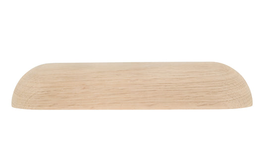 Classic & traditional smooth oak wood handle pull with 5-1/2" On Centers. Made of unfinished solid oak wood, this handle has a smooth feel & nice-looking grain to it. It may even be stained, painted, or varnished if desired. 5-1/2" spacing of screw holes ~ Smooth design ~ Solid oak pull.