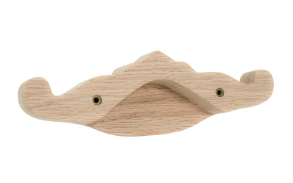 A traditional & intricate design carved oak wood handle pull with 3" on centers. Made of unfinished solid oak wood, this handle has a smooth feel & nice-looking grain to it. It may even be stained, painted, or varnished if desired. 3" spacing of screw holes. Solid oak pull.