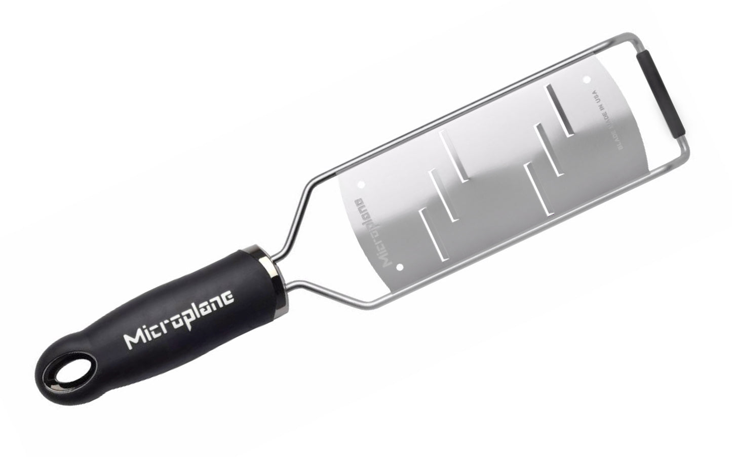 Made in USA - Blade made in USA - Great for shaving hard cheese, cucumber, chocolate, garlic, ginger - Non-slip grip - Dishwasher safe - Razor-sharp blades made from stainless steel - 18/8 grade - Ergonomic handle ~ No-slip base - Microplane Gourmet Series - Gourmet Shaver Grater - Model 45006 - Microplane Large Shaver - 098399450063