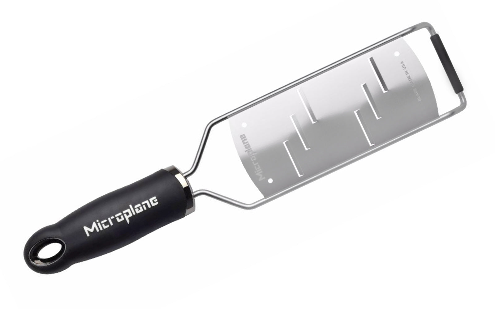 Made in USA - Blade made in USA - Great for shaving hard cheese, cucumber, chocolate, garlic, ginger - Non-slip grip - Dishwasher safe - Razor-sharp blades made from stainless steel - 18/8 grade - Ergonomic handle ~ No-slip base - Microplane Gourmet Series - Gourmet Shaver Grater - Model 45006 - Microplane Large Shaver - 098399450063
