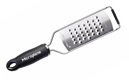 Made in USA - Blade made in USA - Great for grating soft cheese, carrots, potato, zucchini, cabbage - Non-slip grip - Dishwasher safe - Razor-sharp blades made from stainless steel - 18/8 grade - Ergonomically designed handle ~ No-slip base - Gourmet Series Extra Coarse Grater - 098399450087 - non-skid foot - 45008