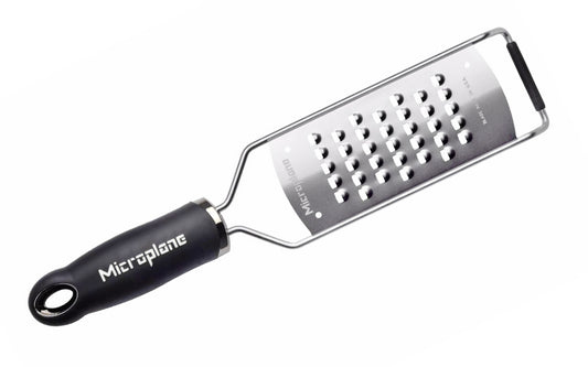 Made in USA - Blade made in USA - Great for grating soft cheese, carrots, potato, zucchini, cabbage - Non-slip grip - Dishwasher safe - Razor-sharp blades made from stainless steel - 18/8 grade - Ergonomically designed handle ~ No-slip base - Gourmet Series Extra Coarse Grater - 098399450087 - non-skid foot - 45008