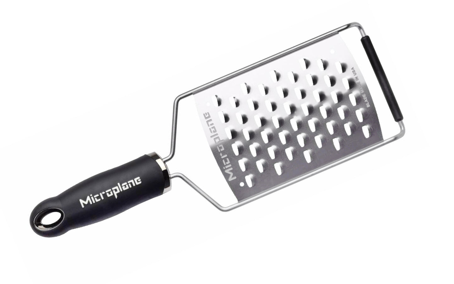 Made in USA - Blade made in USA - Great for Apples, Cabbage, Carrots, Hard & Soft Cheeses, Pumpkin, Onions, & Zucchini - Non-slip grip - Dishwasher safe - Razor-sharp blade made from stainless steel - 18/8 grade - 4" wide blade ~ No-slip base - Gourmet Series Ultra Coarse Grater - non-skid foot - 45011 - Comfort Handle - 098399450117