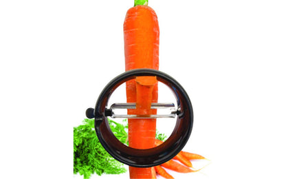 Multi-positional grip peeler - Model 47531 - Straight blade peeler - Round Kitchen Peeler - Blade made from hardened stainless steel - Dishwasher safe - Round Shape Potato Peeler - Grip Strip - Grip'n Strip - Peeling tool ~ Swiveling twin blades - Right Hand Peeler - Left Hand Peeler - Carrot Peeler - Vegetable Peeler