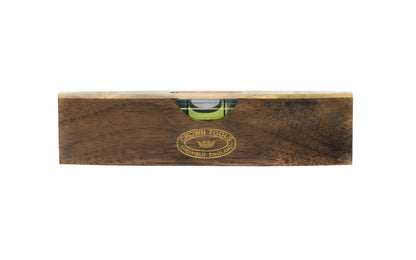 Crown Tools Mini Spirit Level. Also referred to as a "boat" level. Made of Walnut wood fitted with brass. Made in Sheffield, England. Crown Tools 4-3/8" Walnut & Brass Spirit Level Model SLMW.