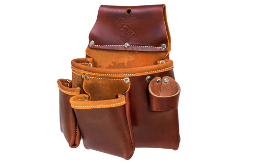 Occidental Leather 3-Pouch "Pro Tool" Bag ~ 5017DB - Fits 3" work belt - Pouch - 10 total pockets & tool holders - Genuine leather - Made in USA - 759244006803 - Double outer bags & holders for pencils, work knife, lumber crayon, chisel, torpedo level, hammer - Three Pouch Tool Bag - ProTool Bag - Leather Work Tool Bag