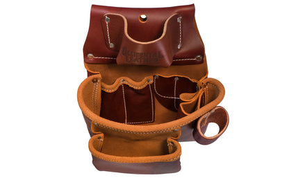 Occidental Leather 2-Pouch "Pro Tool" Bag with Tape Pocket ~ 5018 - Fits 3" work belt - Pouch - 10 total pockets & tool holders - Genuine leather - Made in USA - 759244007107 - Double outer bags & holders for pencils, knife, lumber crayon, chisel, torpedo level, hammer - Two Pouch Tool Bag - ProTool Leather Bag 