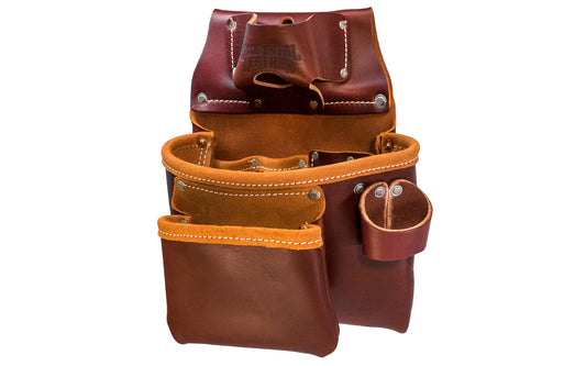 Occidental Leather 2-Pouch "Pro Tool" Bag with Tape Pocket ~ 5018 - Fits 3" work belt - Pouch - 10 total pockets & tool holders - Genuine leather - Made in USA - 759244007107 - Double outer bags & holders for pencils, knife, lumber crayon, chisel, torpedo level, hammer - Two Pouch Tool Bag - ProTool Leather Bag 