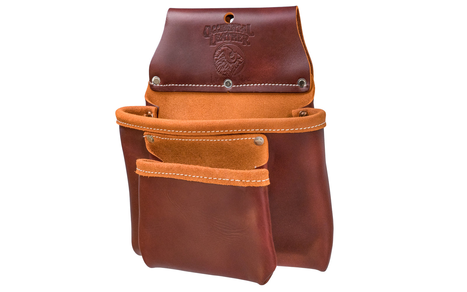 Occidental Leather Double Pouch ~ 5023B - Model 5023 B - Fits a 3" work belt - Pouch - Utility Bag - Made of genuine leather - Made in USA - Double Leather Bag - Tool Bag - 759244007701 - Compact plain bag with an outer bag, no tool holders inside or out - Occidental 2-pocket bag - Two Pockets - Double Pocket - 2-pouch