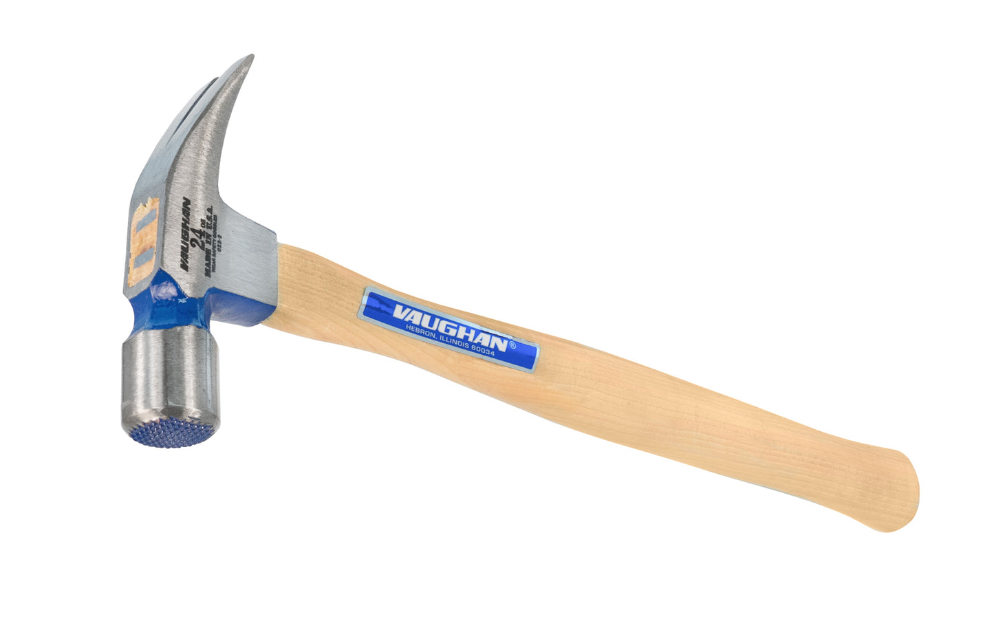 This 24 oz Vaughan 505M framing hammer sets the industry standard for appearance & balance. Superb balance & comfortable grip make this hammer a favorite of tradesmen. Mill waffle face. Rust-resistant powder coat finish. Octagonal Neck. Hickory hardwood handle. Made in USA. Model 505M. Vaughan Hammer. 051218123203