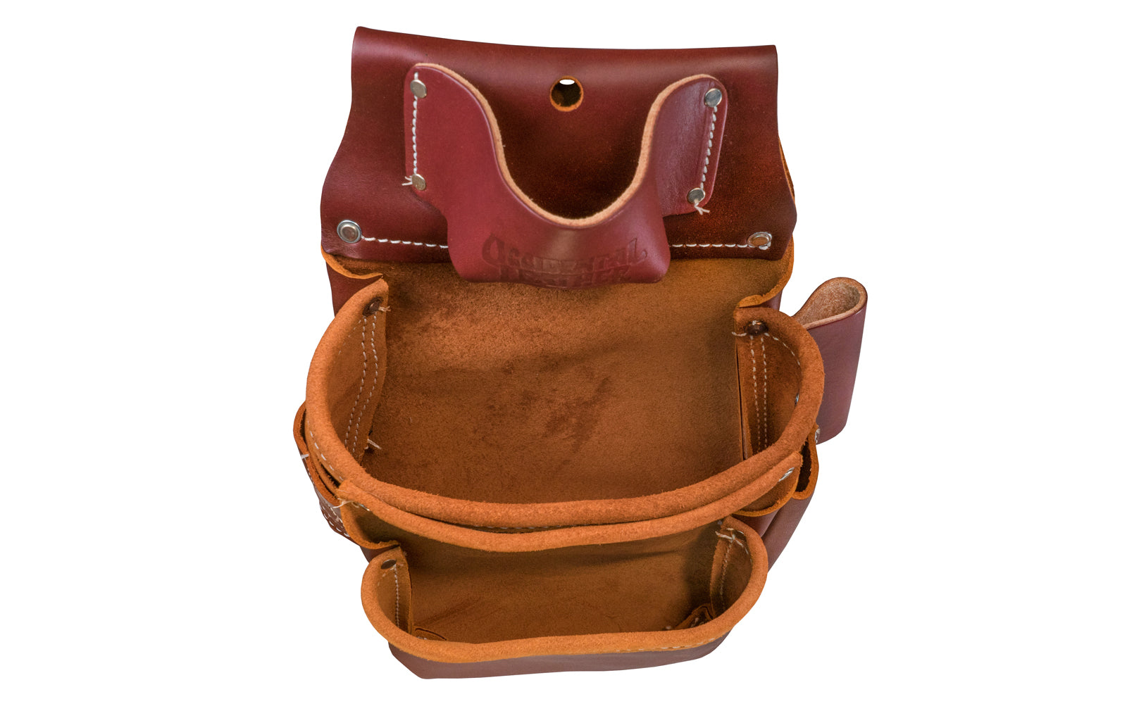 Occidental Leather 2-Pouch "Pro Fastener" Bag with Tape Pocket ~ 5061 - Fits 3" work belt - 9 total pockets & tool holders - Genuine leather - Made in USA - 759244009101 - Fastener Bags hold tools & fasteners often accessed with the left hand (nail sets, tri-square, cat's paw, driver bits, angle square - Two Pouch Bag