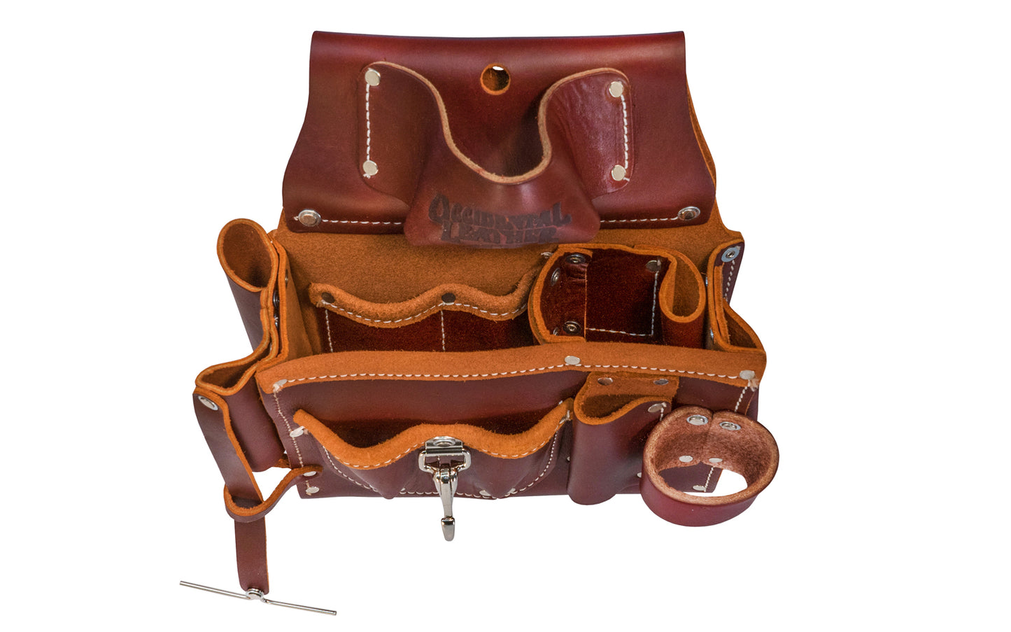 Occidental Leather Engineer's Tool Case 5085 - High Quality Top grain leather case Features internal & external tool organization with 17 pockets & tool holders. holds screwdrivers, markers, strippers, pliers, utility knife, chisels, torpedo level, hammer. Comes with quick release tool snap, strap for electrical tape. 
