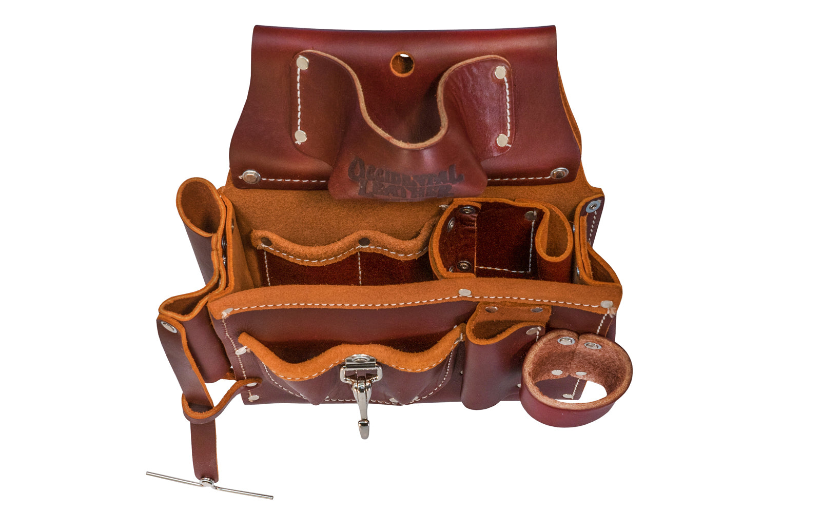 Occidental Leather Engineer's Tool Case 5085 - High Quality Top grain leather case Features internal & external tool organization with 17 pockets & tool holders. holds screwdrivers, markers, strippers, pliers, utility knife, chisels, torpedo level, hammer. Comes with quick release tool snap, strap for electrical tape. 