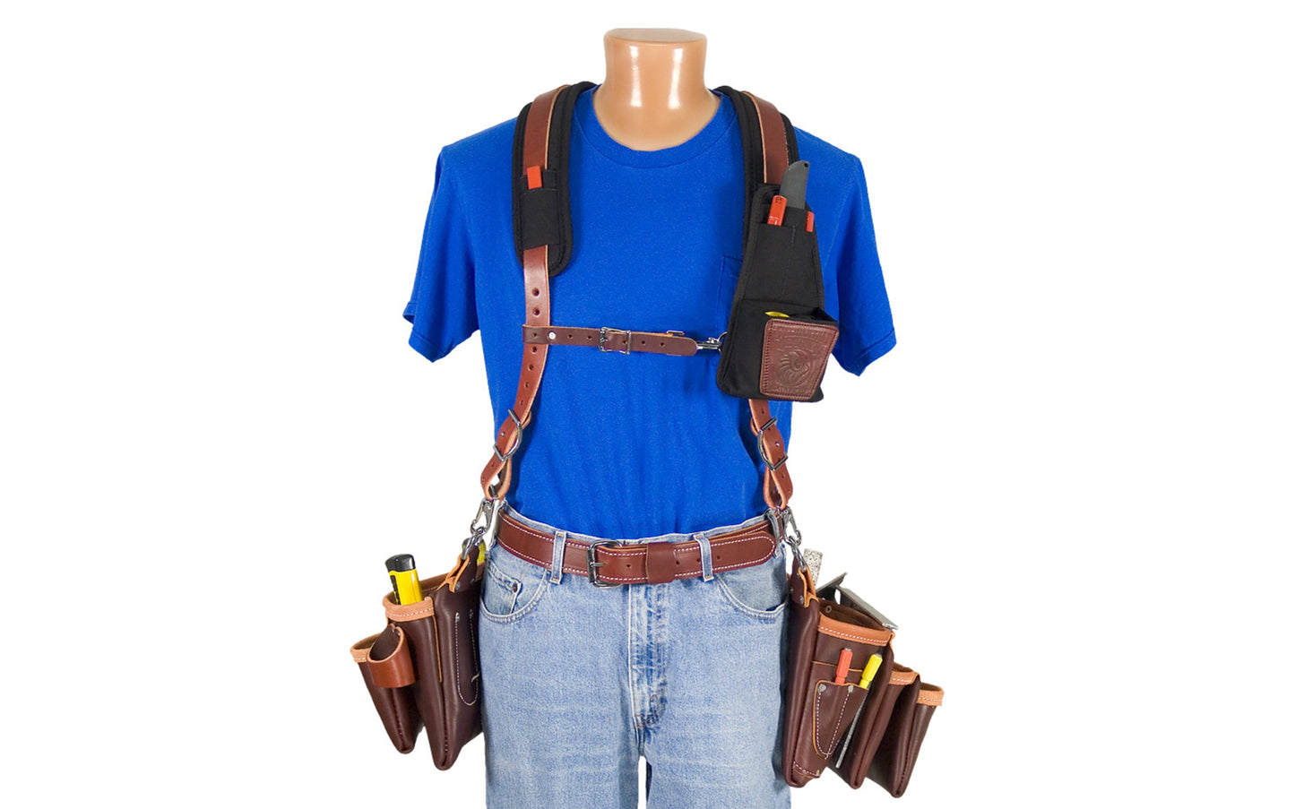Occidental Leather "Stronghold" Beltless 6-Bag Framer is a Beltless system for your tool bags & accessories. Combines unrivaled comfort, stability, & load distribution. Made of industrial nylon material & genuine leather. Easy On & Off beltless tool bag system. One size fits most. Model No. 5093. 759244158601