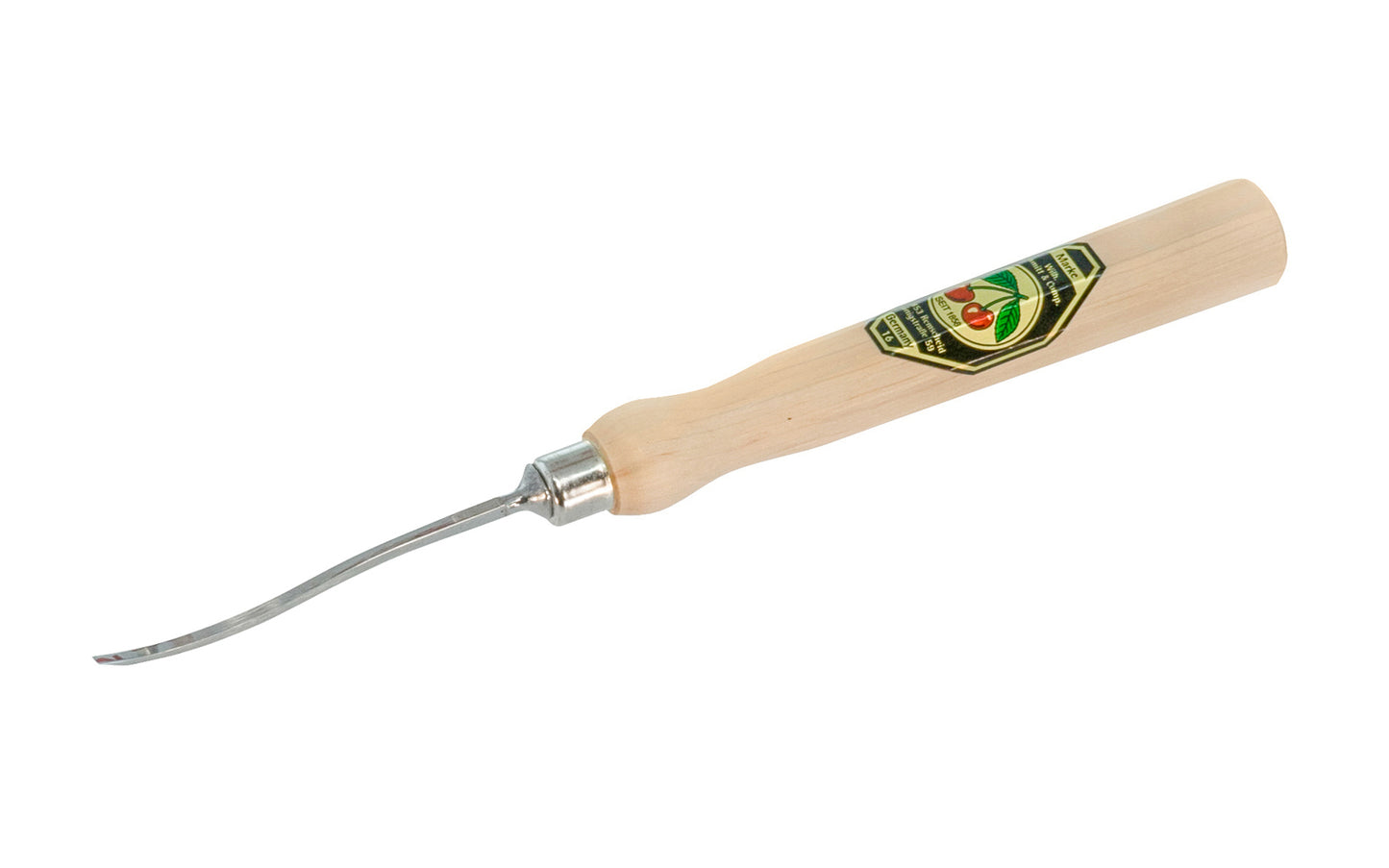Model 5311-15. 1.5 mm Micro Carving Straight Curved Chisel made by Two Cherries in Germany. This micro chisel is great for fine detail carving. High carbon steel micro chisel. Made in Germany. 4016649398107