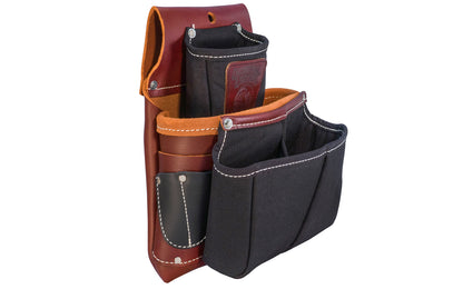 Occidental Leather ~ Model 5564 - Fits a 3" work belt - Occidental Leather's Belt worn fastener bag with industrial nylon dual compartment outer pouch. Six tool holders & Four pouches total. Room for wire nuts, conduit couplers, & other fittings. Black leather tool holders. Nylon & genuine Leather - 759244280500