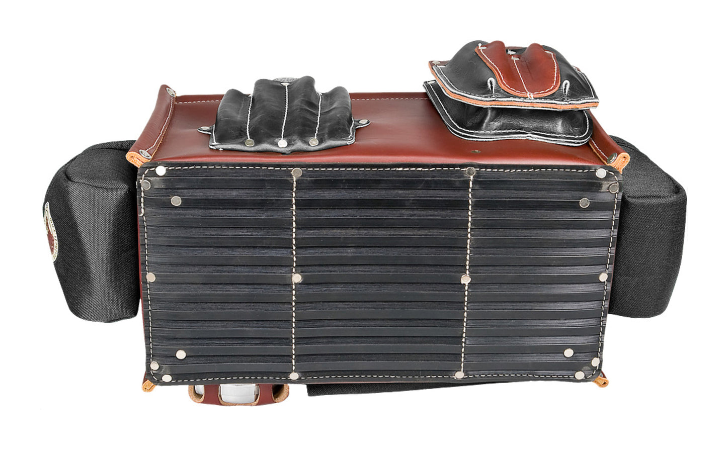 Occidental Leather "Stronghold" Master Carpenter Case - Model No. 5588 - Features main 3 compartments with 45 pockets & tool holders. A generous zipper bag on side for driver bits, small items, Holster for a rafter square. All leather main body for quality & durability. 8-1/2" x 15-1/2" x 8".  759244297706  Made in USA