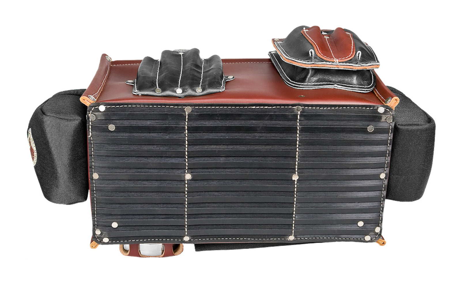 Occidental Leather "Stronghold" Master Carpenter Case - Model No. 5588 - Features main 3 compartments with 45 pockets & tool holders. A generous zipper bag on side for driver bits, small items, Holster for a rafter square. All leather main body for quality & durability. 8-1/2" x 15-1/2" x 8".  759244297706  Made in USA