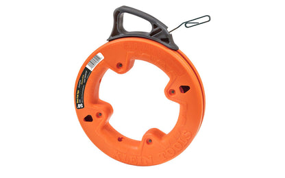 Klein Tools 50' (15.24 m) Steel Fish 1/8" Wide Tape is for short wire runs associated with light commercial, residential & voice-data-video-audio installations. Tape features laser-etched descending markings placed every foot, allowing you to accurately measure the depth of conduit runs. 50 feet fish tape. 092644560019