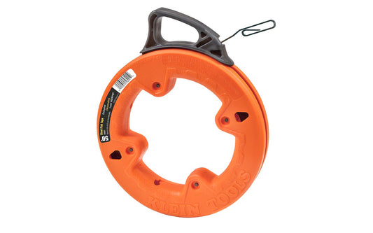 Klein Tools 50' (15.24 m) Steel Fish 1/8" Wide Tape is for short wire runs associated with light commercial, residential & voice-data-video-audio installations. Tape features laser-etched descending markings placed every foot, allowing you to accurately measure the depth of conduit runs. 50 feet fish tape. 092644560019