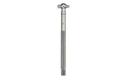 Starrett 579 Telescoping Gage is used for determining the true size of holes, slots, and recesses. The ends of both contacts are hardened and ground to a radius to allow proper clearance on the smallest hole the gage will enter. Model 579A. Range: 5/16" to 1/2" (8-13mm).