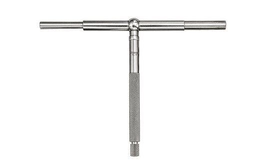 Starrett 579 Telescoping Gage is used for determining the true size of holes, slots, and recesses. The ends of both contacts are hardened and ground to a radius to allow proper clearance on the smallest hole the gage will enter. Model 579F. Range: 3-1/2" to 6" (89-150mm).