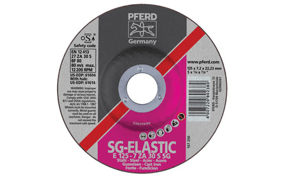 High quality 5" Zirconium Grinding Wheel made by Pferd in Germany. Model 61604. Zirconia alumina (Zirconium) grinding wheel is designed for steels & cast iron with excellent material removal rate & long service life. Fast cutting. 5" diameter. 7/8" arbor hole. 1/4" thickness of blade. 4007220802380. Made in Germany.